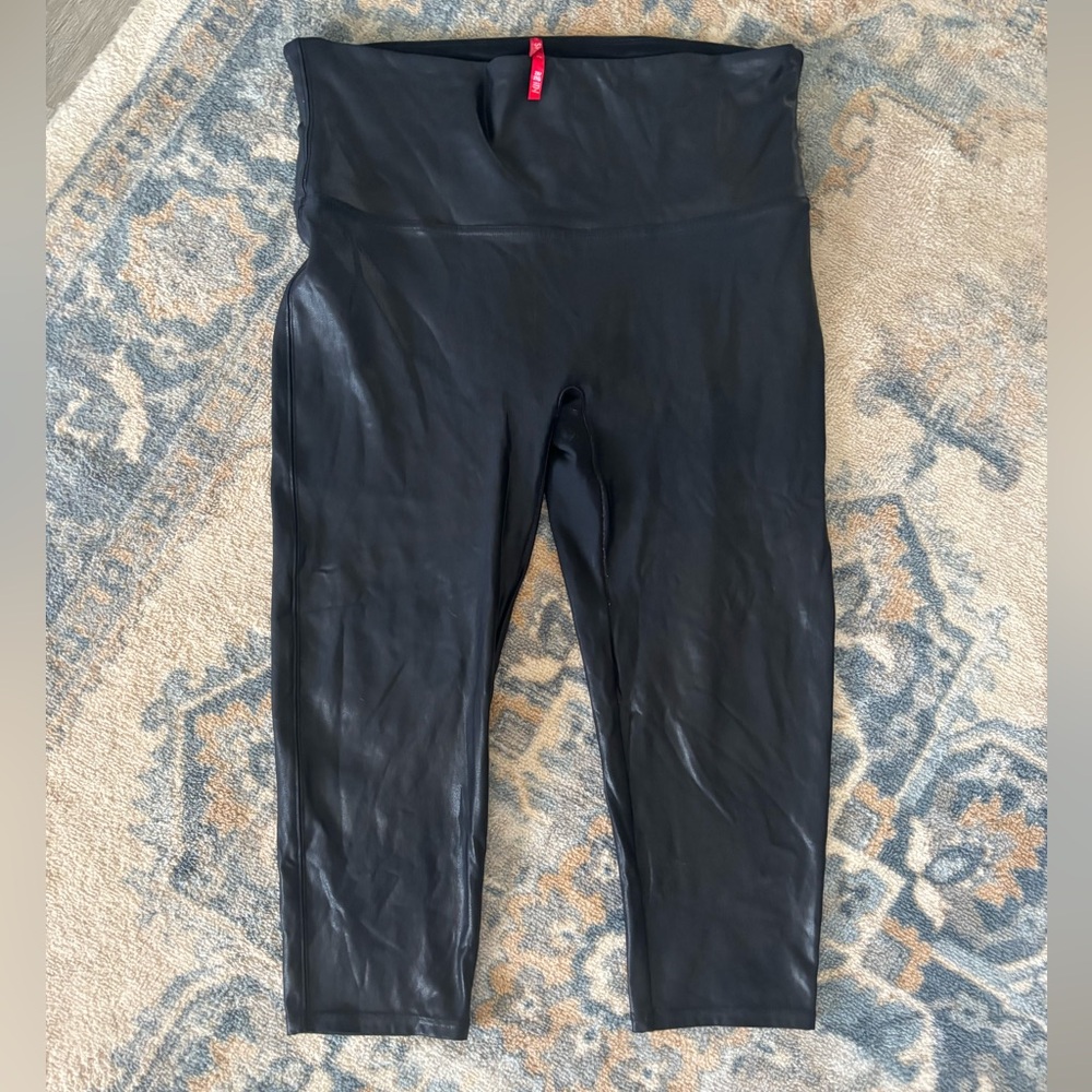 Spanx cropped leather leggings size 2X